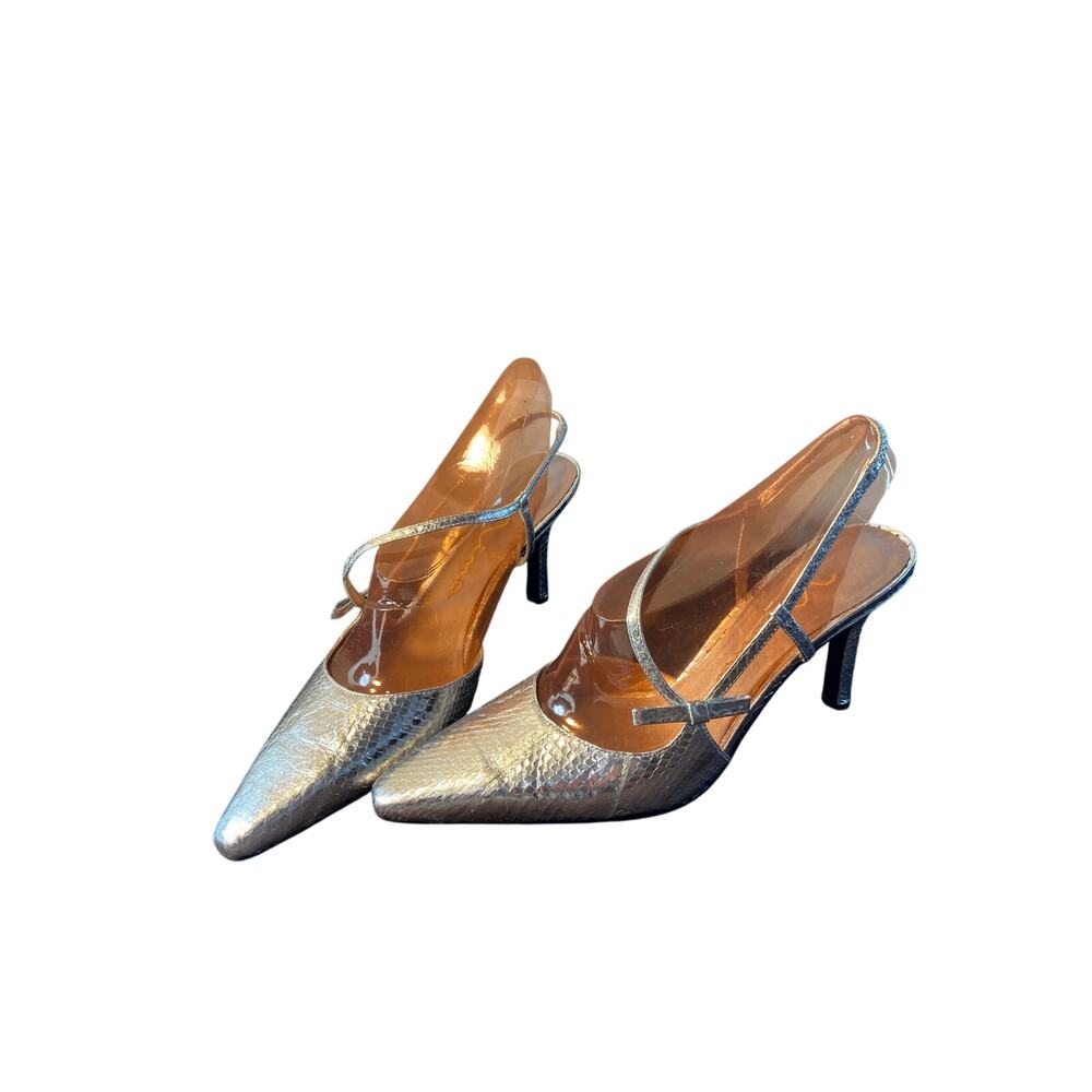 Nina  Metalic silver‎ sling backs